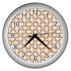 Retro Mirror Pattern Brown Wall Clocks (silver) 