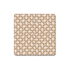 Retro Mirror Pattern Brown Square Magnet