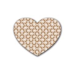 Retro Mirror Pattern Brown Heart Coaster (4 Pack) 