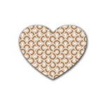 Retro Mirror Pattern Brown Heart Coaster (4 pack)  Front