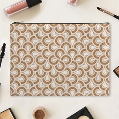 Retro Mirror Pattern Brown Cosmetic Bag (xl)