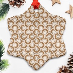 Retro Mirror Pattern Brown Ornament (snowflake) 