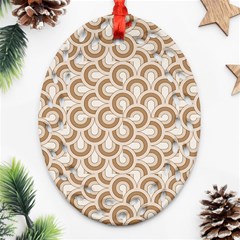 Retro Mirror Pattern Brown Ornament (oval Filigree) 