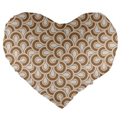 Retro Mirror Pattern Brown Large 19  Premium Heart Shape Cushions