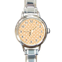 Retro Mirror Pattern Peach Round Italian Charm Watches