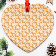 Retro Mirror Pattern Peach Ornament (heart) 