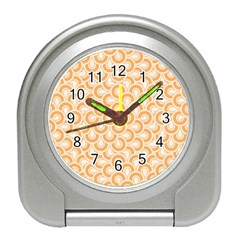 Retro Mirror Pattern Peach Travel Alarm Clocks