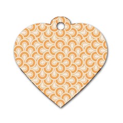 Retro Mirror Pattern Peach Dog Tag Heart (one Side)