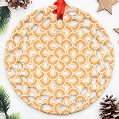 Retro Mirror Pattern Peach Round Filigree Ornament (2side)