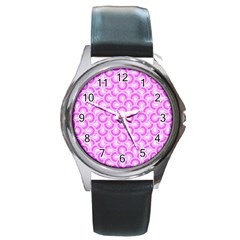 Retro Mirror Pattern Pink Round Metal Watches