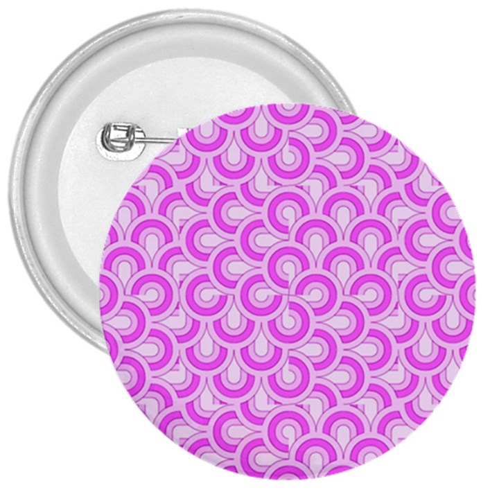 Retro Mirror Pattern Pink 3  Buttons