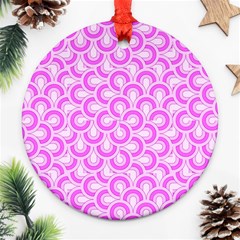 Retro Mirror Pattern Pink Ornament (round) 