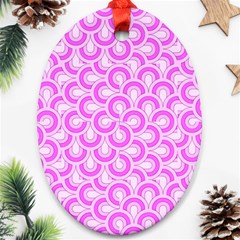 Retro Mirror Pattern Pink Ornament (oval) 