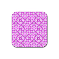 Retro Mirror Pattern Pink Rubber Coaster (square) 