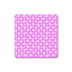 Retro Mirror Pattern Pink Square Magnet