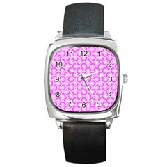 Retro Mirror Pattern Pink Square Metal Watches