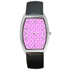 Retro Mirror Pattern Pink Barrel Metal Watches