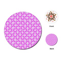 Retro Mirror Pattern Pink Playing Cards (round) 