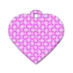 Retro Mirror Pattern Pink Dog Tag Heart (two Sides) by ImpressiveMoments