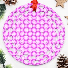 Retro Mirror Pattern Pink Ornament (round Filigree) 