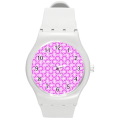 Retro Mirror Pattern Pink Round Plastic Sport Watch (m)