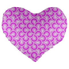 Retro Mirror Pattern Pink Large 19  Premium Heart Shape Cushions