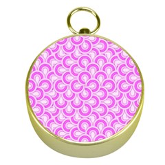 Retro Mirror Pattern Pink Gold Compasses