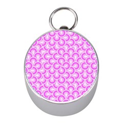 Retro Mirror Pattern Pink Mini Silver Compasses