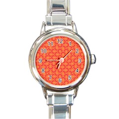 Retro Mirror Pattern Red Round Italian Charm Watches