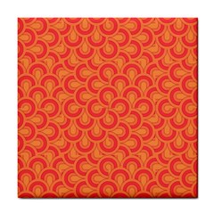 Retro Mirror Pattern Red Tile Coasters