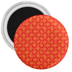 Retro Mirror Pattern Red 3  Magnets