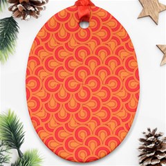 Retro Mirror Pattern Red Ornament (oval) 