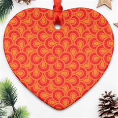 Retro Mirror Pattern Red Ornament (heart) 