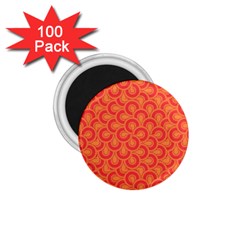 Retro Mirror Pattern Red 1 75  Magnets (100 Pack) 