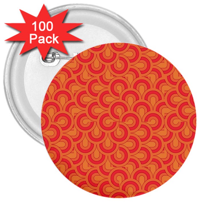 Retro Mirror Pattern Red 3  Buttons (100 pack) 