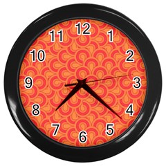 Retro Mirror Pattern Red Wall Clocks (black)