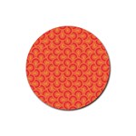 Retro Mirror Pattern Red Rubber Coaster (Round)  Front