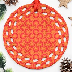 Retro Mirror Pattern Red Ornament (round Filigree) 