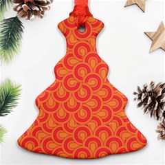 Retro Mirror Pattern Red Ornament (christmas Tree)