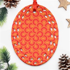 Retro Mirror Pattern Red Ornament (oval Filigree) 