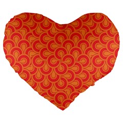 Retro Mirror Pattern Red Large 19  Premium Heart Shape Cushions