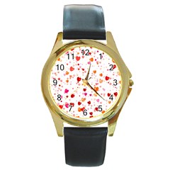 Heart 2014 0603 Round Gold Metal Watches