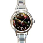 Glowing, Colorful  Abstract Lines Round Italian Charm Watches Front