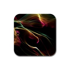 Glowing, Colorful  Abstract Lines Rubber Square Coaster (4 Pack) 