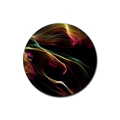 Glowing, Colorful  Abstract Lines Rubber Coaster (round) 