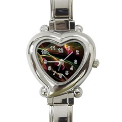 Glowing, Colorful  Abstract Lines Heart Italian Charm Watch