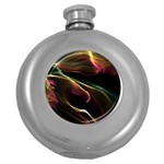 Glowing, Colorful  Abstract Lines Round Hip Flask (5 oz) Front