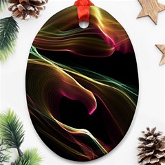 Glowing, Colorful  Abstract Lines Oval Ornament (two Sides)