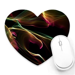 Glowing, Colorful  Abstract Lines Heart Mousepads