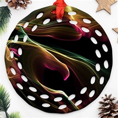 Glowing, Colorful  Abstract Lines Round Filigree Ornament (2side)